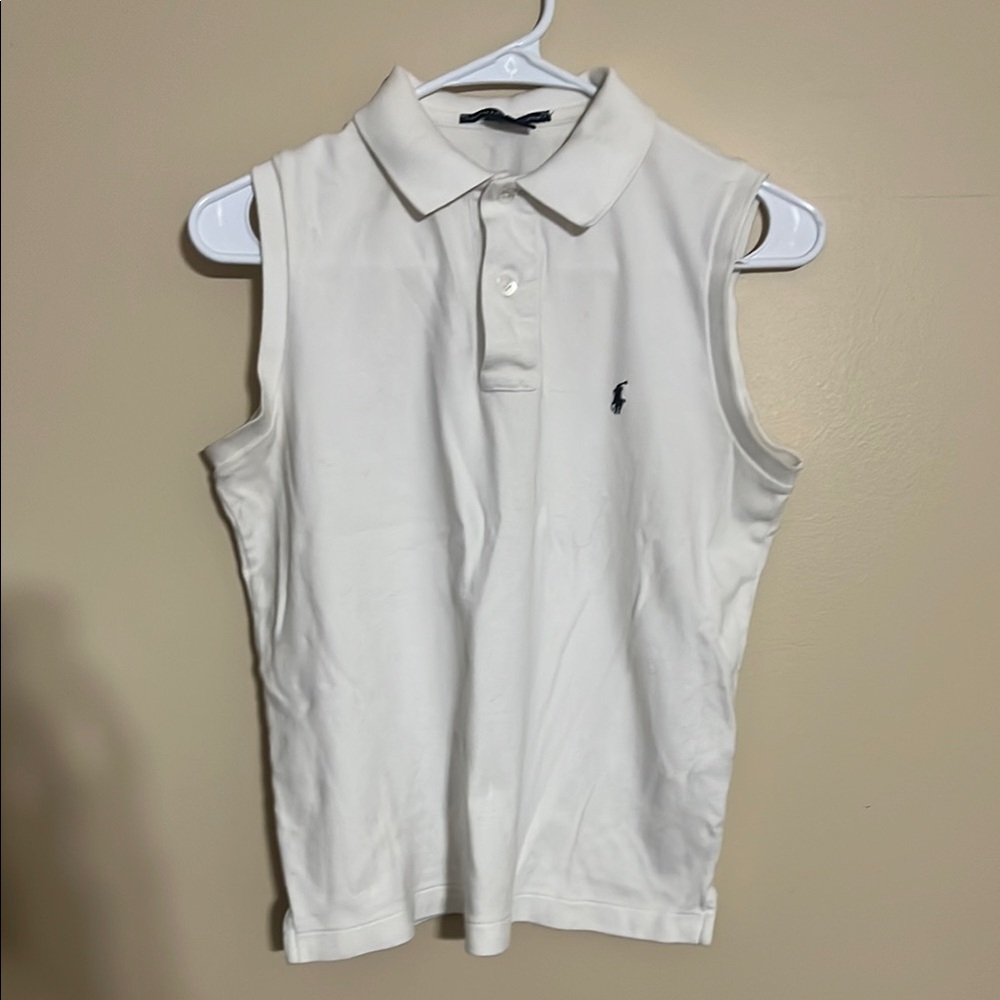 White Sleeveless Polo Ralph Lauren Shirt